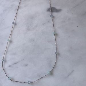 Silvertone chain with blue and green beads